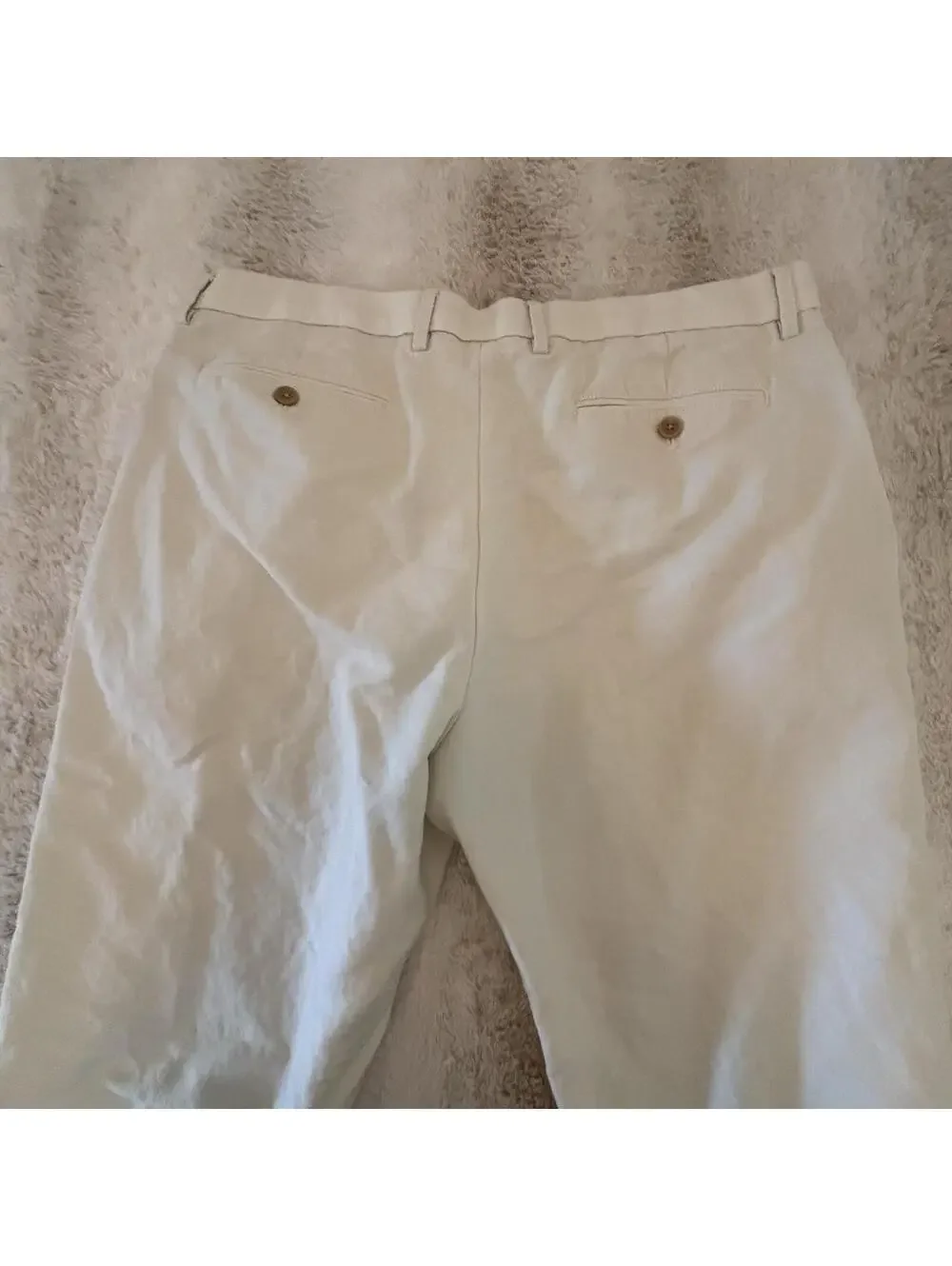 Banana Republic Emerson Linen Blend Pants 38x32 Ivory Flat Front